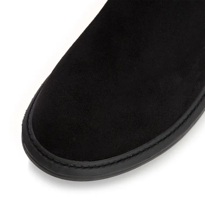 Knee High Boots Women Moda In Pelle Skyla Black Alcantara