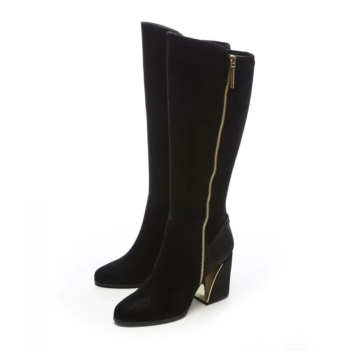 Knee High Boots Women Moda In Pelle Tigerlily Black Protauras