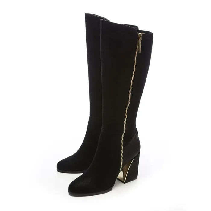 Knee High Boots Women Moda In Pelle Tigerlily Black Protauras