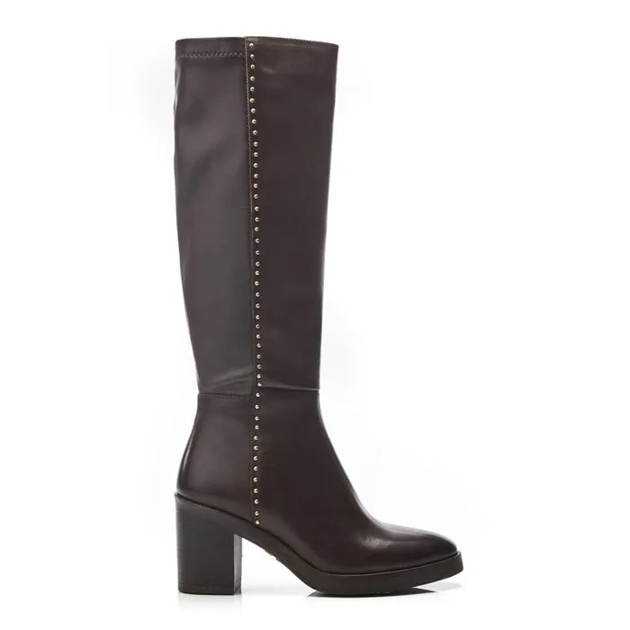 Knee High Boots Women Moda In Pelle Trinitie Dark Brown Leather