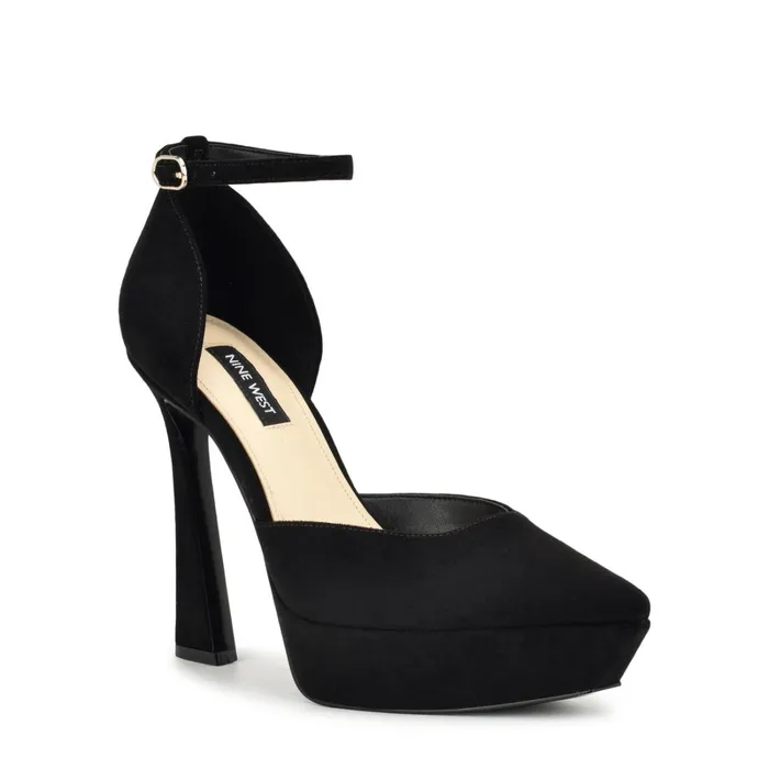 Laken Ankle Strap Heels Black Women Nine West Pumps