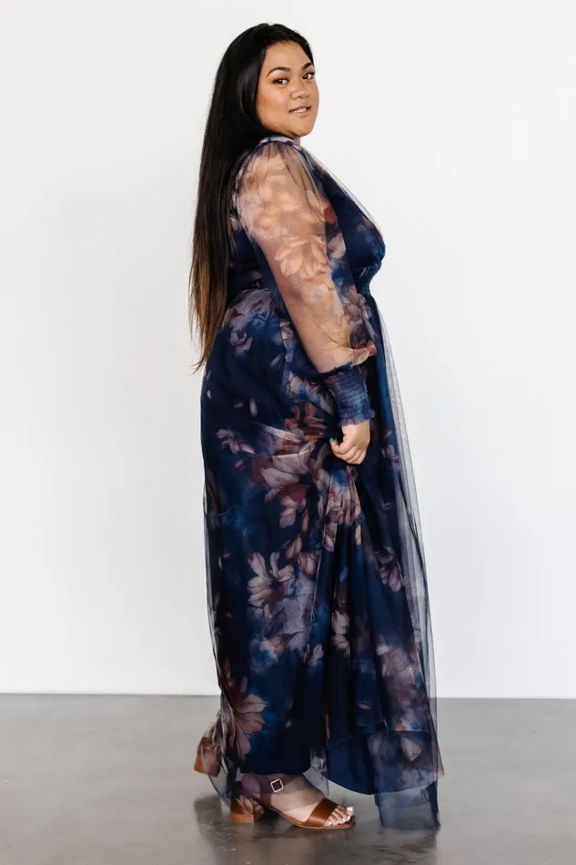 Layla Tulle Maxi Dress Dark Blue Floral Women Baltic Born Tulle Styles