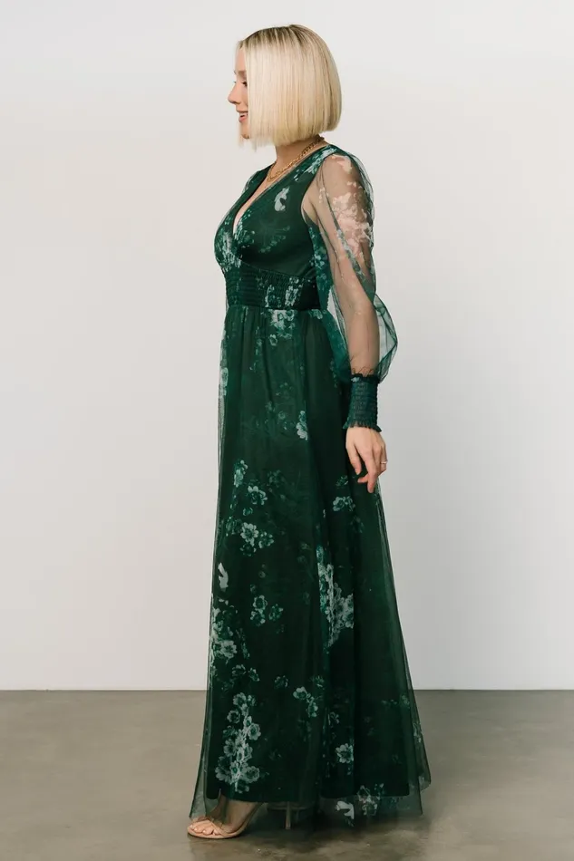 Layla Tulle Maxi Dress Dark Green Multi Women Baltic Born Tulle Styles