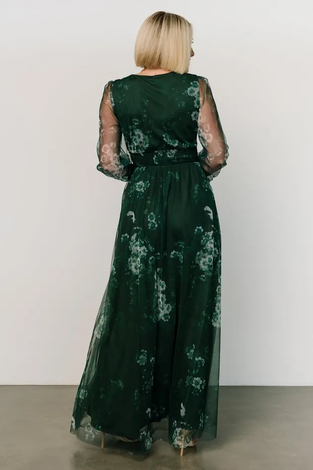 Layla Tulle Maxi Dress Dark Green Multi Women Baltic Born Tulle Styles