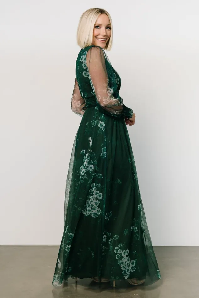 Layla Tulle Maxi Dress Dark Green Multi Women Baltic Born Tulle Styles