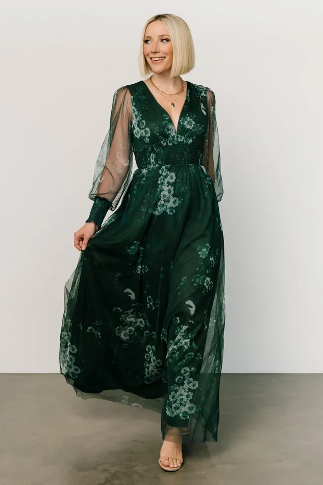 Layla Tulle Maxi Dress Dark Green Multi Women Baltic Born Tulle Styles