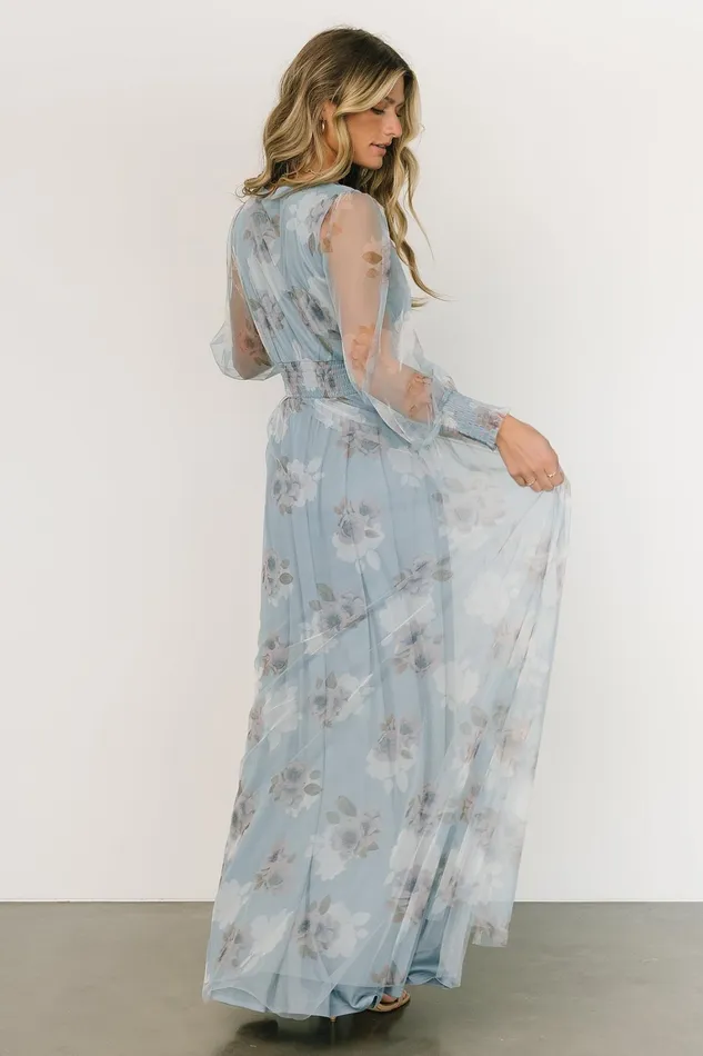 Layla Tulle Maxi Dress Light Blue Floral Women Baltic Born Tulle Styles