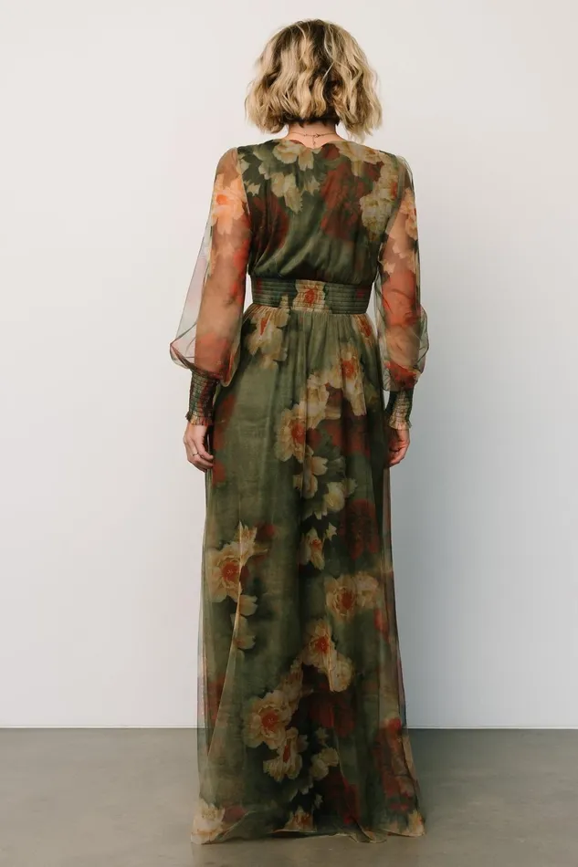 Layla Tulle Maxi Dress Olive Rust Women Baltic Born Bump Friendly