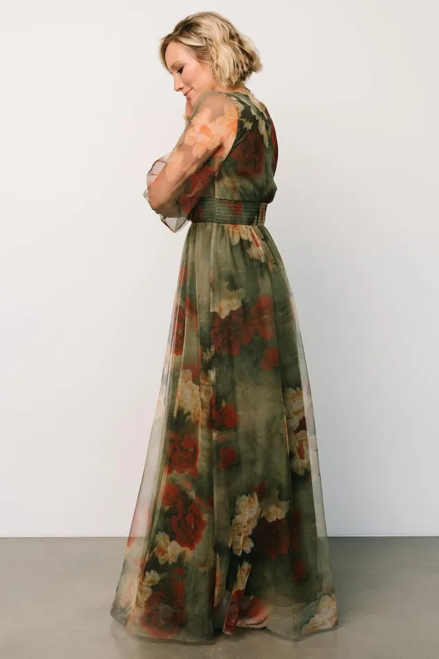 Layla Tulle Maxi Dress Olive Rust Women Baltic Born Bump Friendly