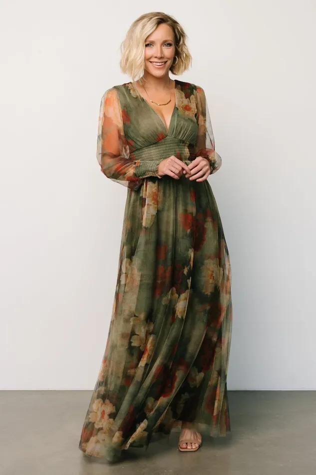 Layla Tulle Maxi Dress Olive Rust Women Baltic Born Tulle Styles
