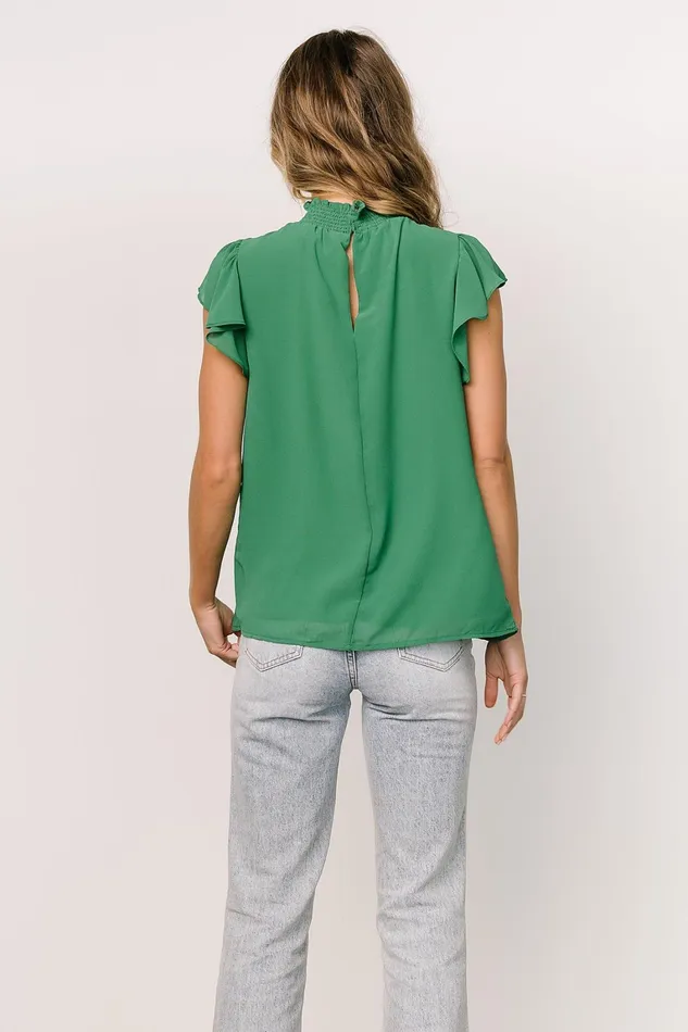 Leah Mock Neck Top Green Women Baltic Born Blouses Shirts