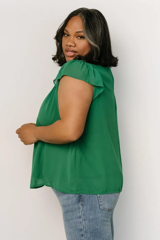 Leah Mock Neck Top Green Women Baltic Born Blouses Shirts