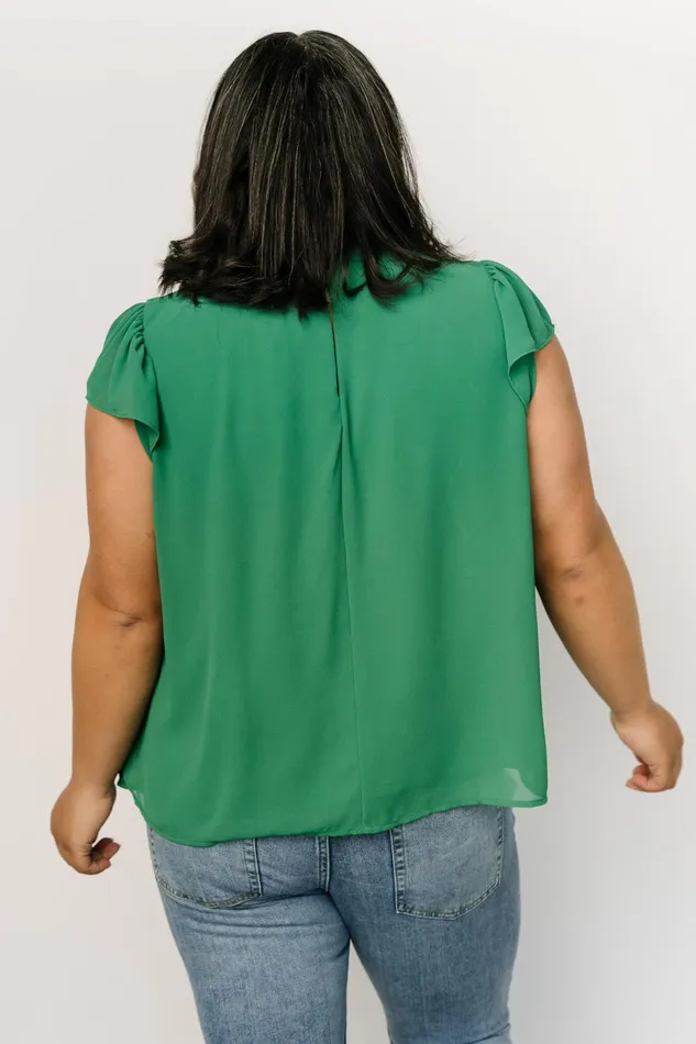 Leah Mock Neck Top Green Women Baltic Born Blouses Shirts
