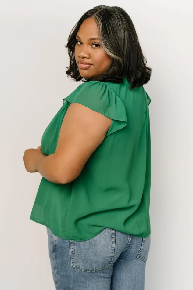 Leah Mock Neck Top Green Women Baltic Born Blouses Shirts