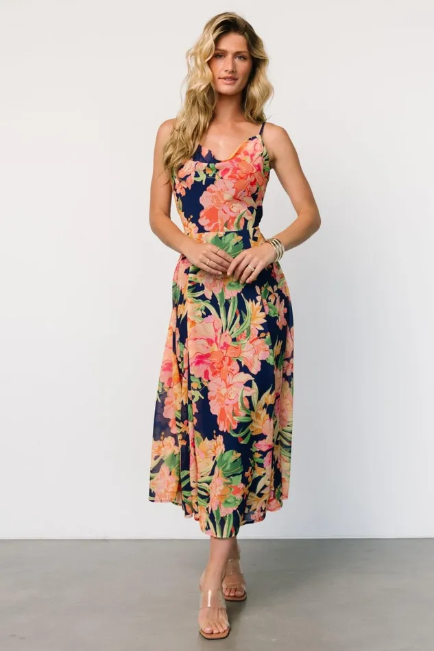 Leilani Midi Dress Navy Floral Women Baltic Born Midi Dresses