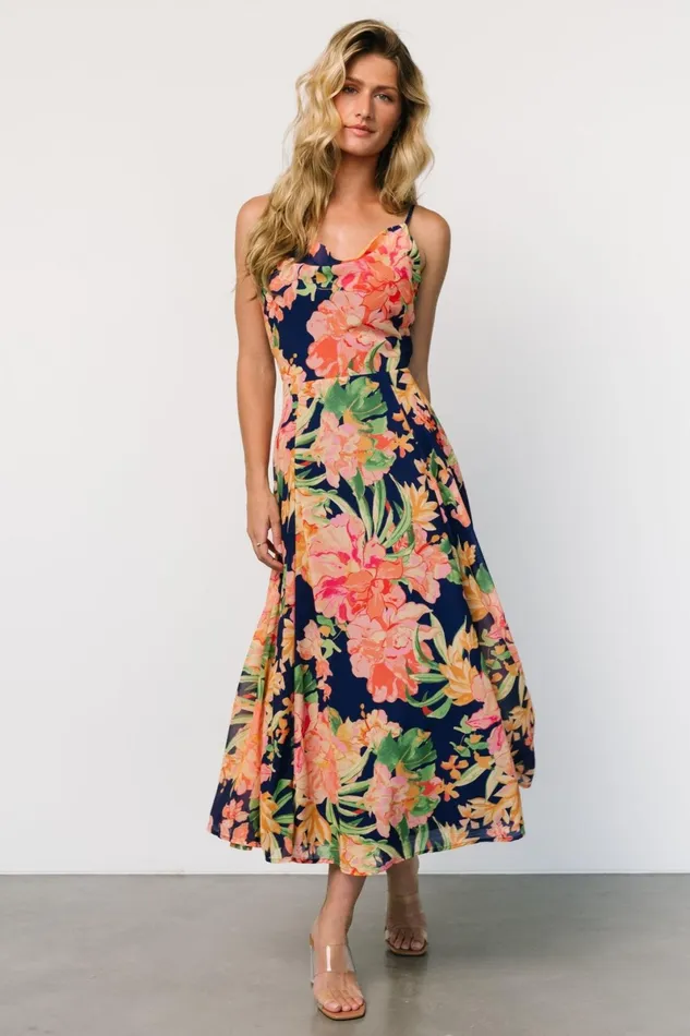 Leilani Midi Dress Navy Floral Women Baltic Born Midi Dresses