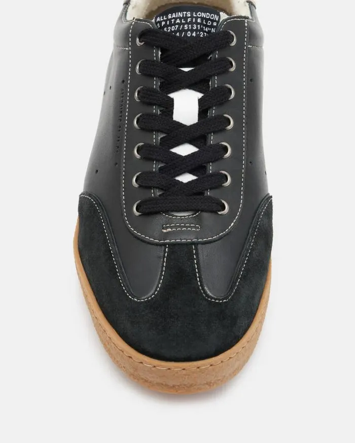 Leo Low Top Leather Sneakers Black Men AllSaints Shoes and Boots