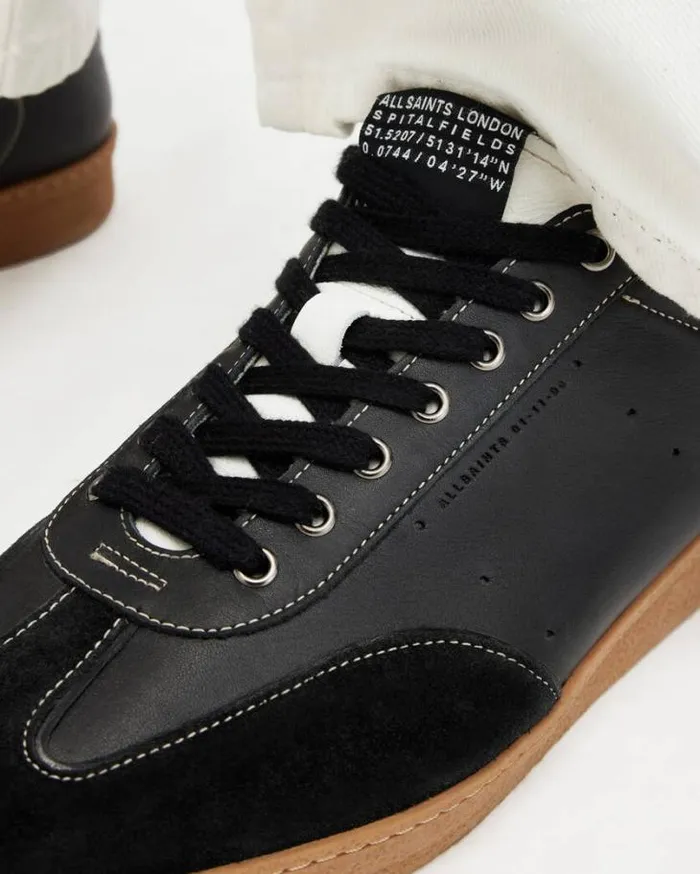 Leo Low Top Leather Sneakers Black Men AllSaints Shoes and Boots