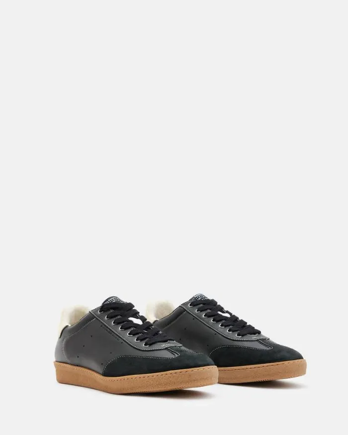 Leo Low Top Leather Sneakers Black Men AllSaints Shoes and Boots