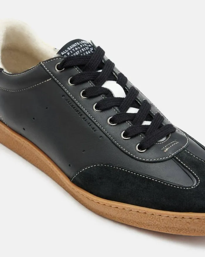 Leo Low Top Leather Sneakers Black Men AllSaints Shoes and Boots