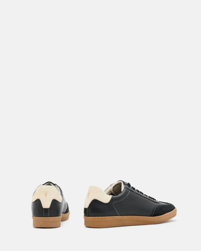 Leo Low Top Leather Sneakers Black Men AllSaints Shoes and Boots