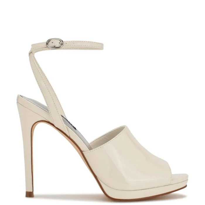 Limbery Anke Strap Sandals Chic Cream Patent Women Nine West High Heels