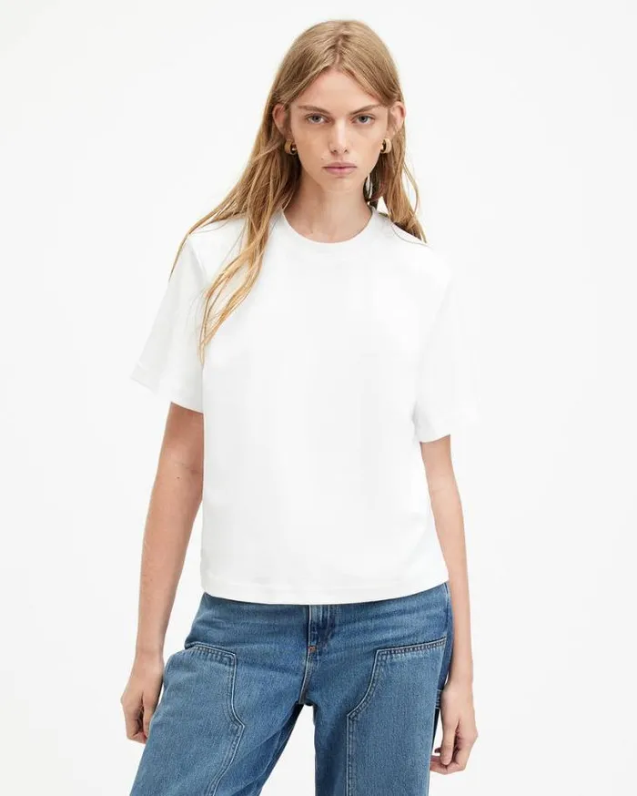 Lisa Crew Neck Short Sleeve TShirt White Women AllSaints Tops and Shirts