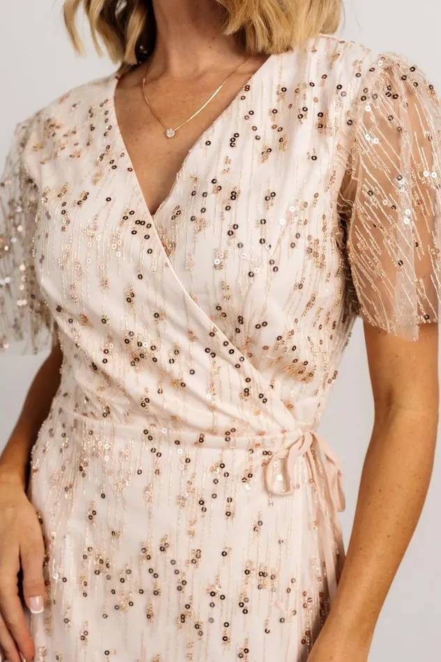 Liza Sequin Wrap Maxi Dress Rose Gold Women Baltic Born Embellished Sequin Liza Sequin Wrap Maxi Dress Rose Gold Women Baltic Born Embellished Sequin