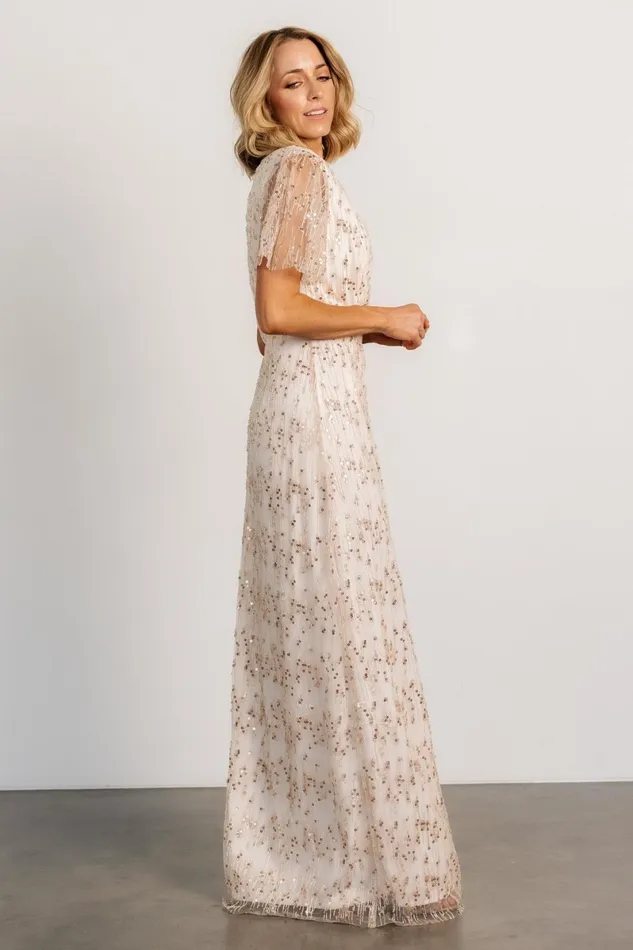 Liza Sequin Wrap Maxi Dress Rose Gold Women Baltic Born Embellished Sequin Liza Sequin Wrap Maxi Dress Rose Gold Women Baltic Born Embellished Sequin