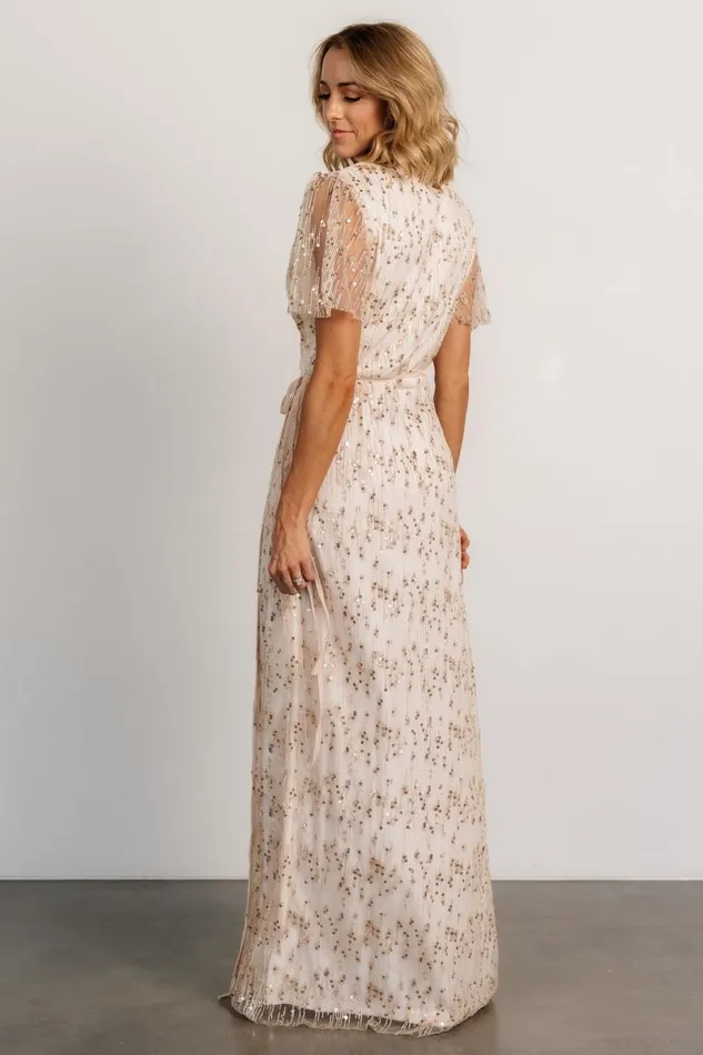 Liza Sequin Wrap Maxi Dress Rose Gold Women Baltic Born Embellished Sequin Liza Sequin Wrap Maxi Dress Rose Gold Women Baltic Born Embellished Sequin