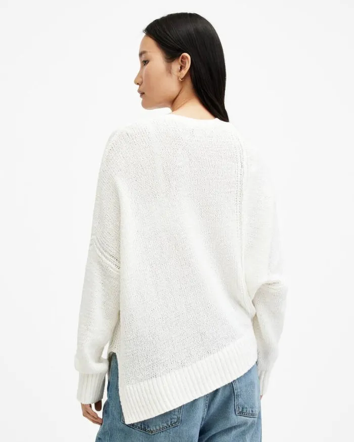 Lock Slub Texture Relaxed Fit Sweater Chalk White Women AllSaints Sweaters