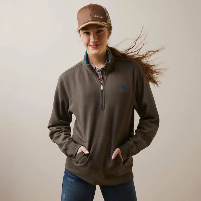 Logo 12 Zip Sweatshirt Banyan Bark Women Ariat Sweatshirts and Hoodies