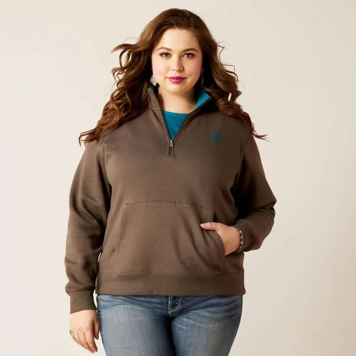 Logo 12 Zip Sweatshirt Banyan Bark Women Ariat Sweatshirts and Hoodies