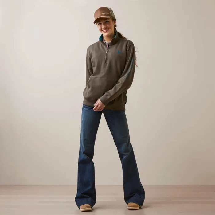 Logo 12 Zip Sweatshirt Banyan Bark Women Ariat Sweatshirts and Hoodies