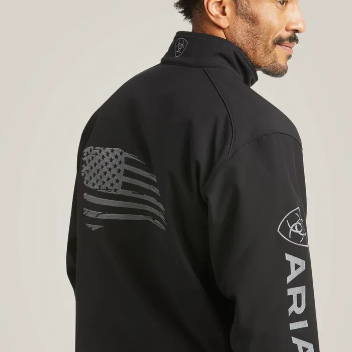 Logo 20 Patriot Softshell Water Resistant Jacket Black Men Ariat Jackets and Vests Logo 20 Patriot Softshell Water Resistant Jacket Black Men Ariat Jackets and Vests