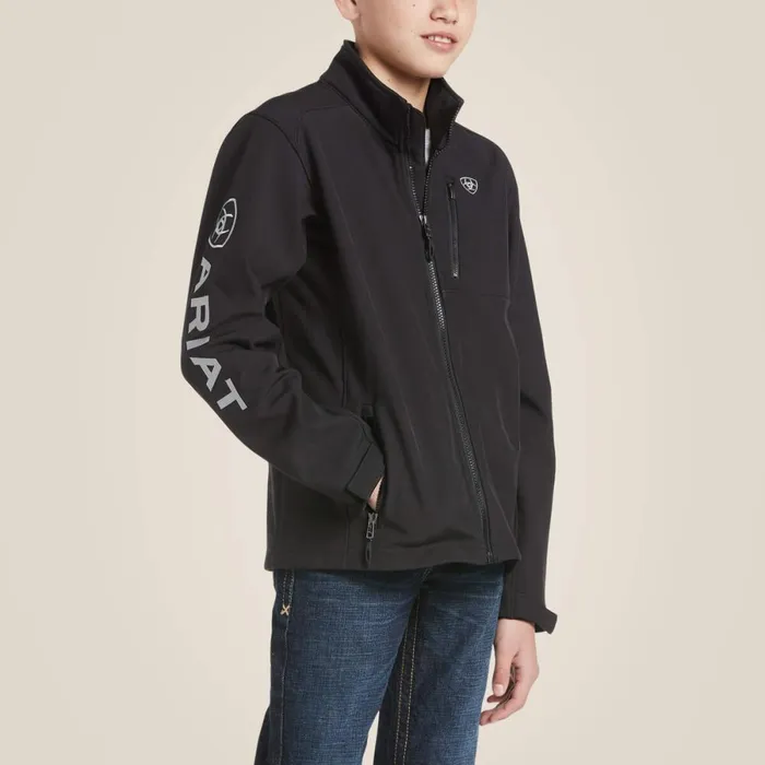Logo 20 Softshell Jacket Blacksilver Kids Ariat Jackets and Vests