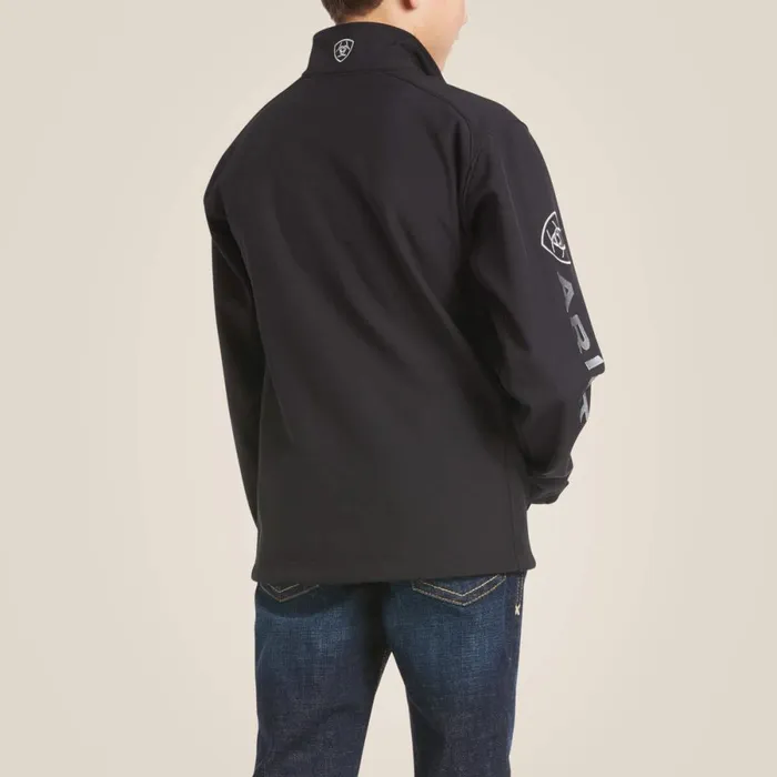 Logo 20 Softshell Jacket Blacksilver Kids Ariat Jackets and Vests
