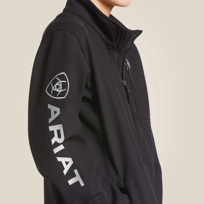 Logo 20 Softshell Jacket Blacksilver Kids Ariat Jackets and Vests