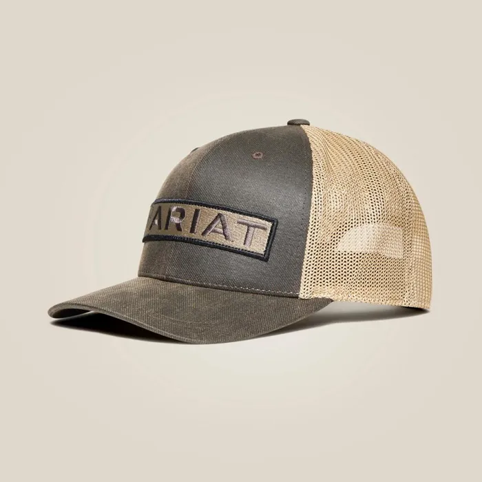 Long Rectangle Logo Patch Cap Brown Men Ariat Hats and Caps