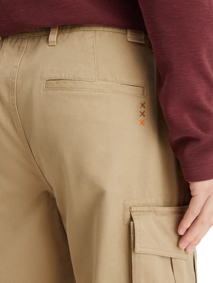 Loose Tapered Cottontwill Cargo Pant Desert Sand Men Scotch and Soda Pants