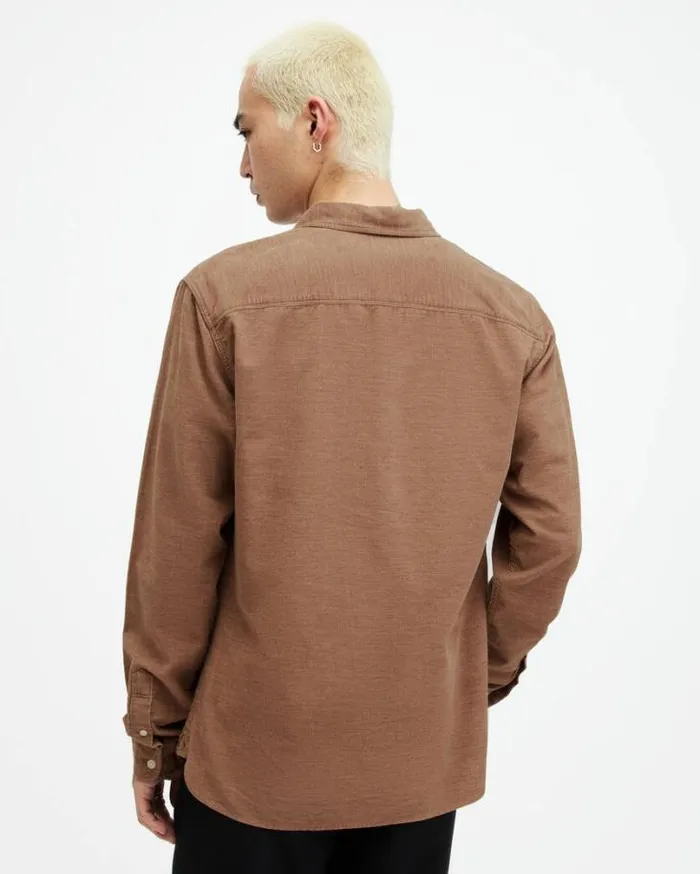 Lorella Corduroy Ramskull Slim Fit Shirt Camel Brown Men AllSaints Shirts