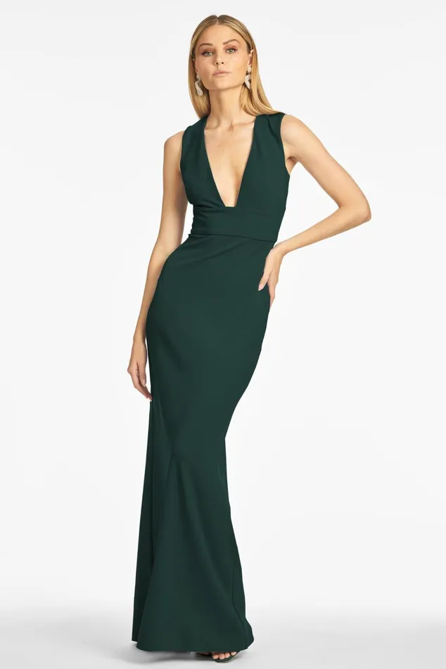 Loretta 4Way Stretch Crepe Gown 8211 Emerald Women Sachin and Babi Formal
