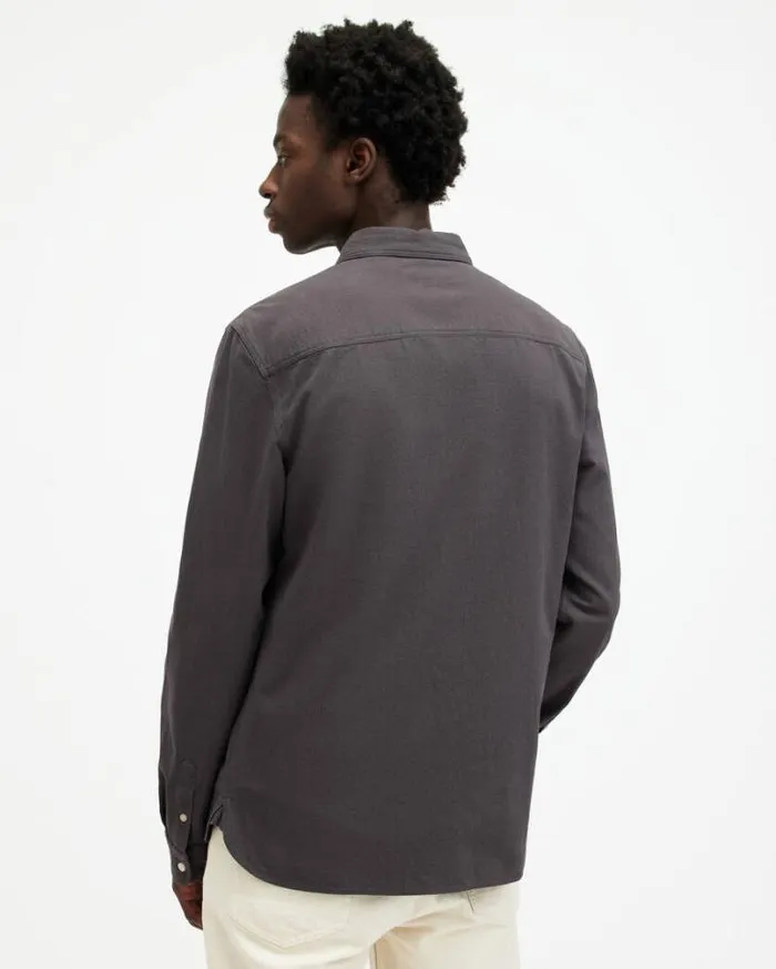 Lovell Long Sleeve Ramskull Shirt Shaded Gray Men AllSaints Shirts