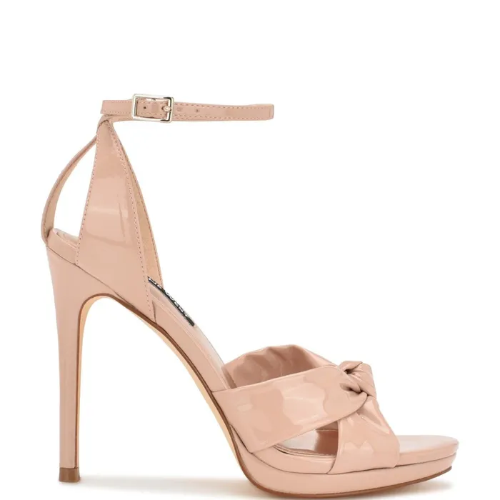 Lovya Ankle Strap Sandals Light Natural Patent Women Nine West High Heels