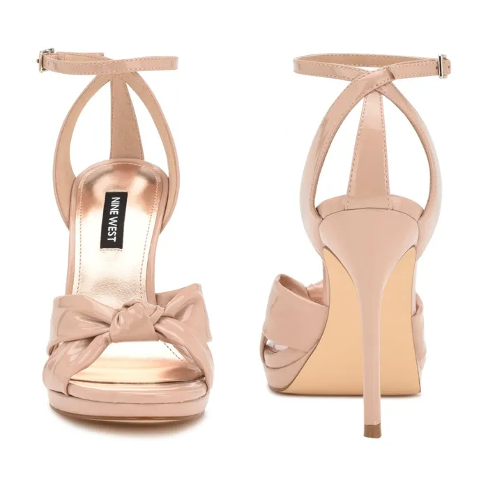 Lovya Ankle Strap Sandals Light Natural Patent Women Nine West High Heels