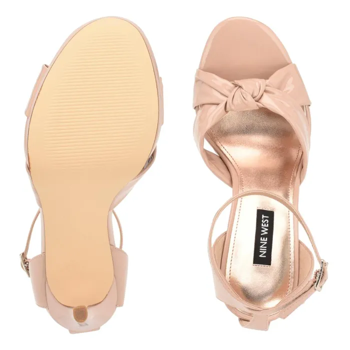 Lovya Ankle Strap Sandals Light Natural Patent Women Nine West High Heels