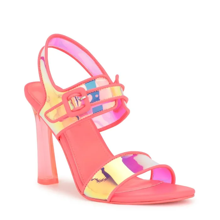 Lucile Clear Strappy Sandals Pink Women Nine West High
