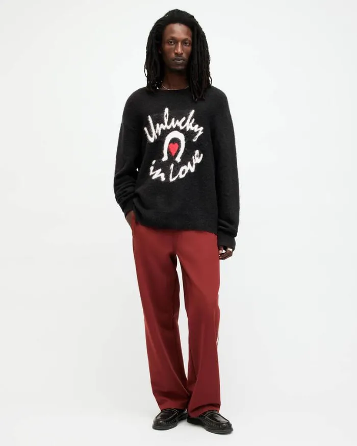 Lucky Love Logo Oversized Sweater Black Men AllSaints Sweaters