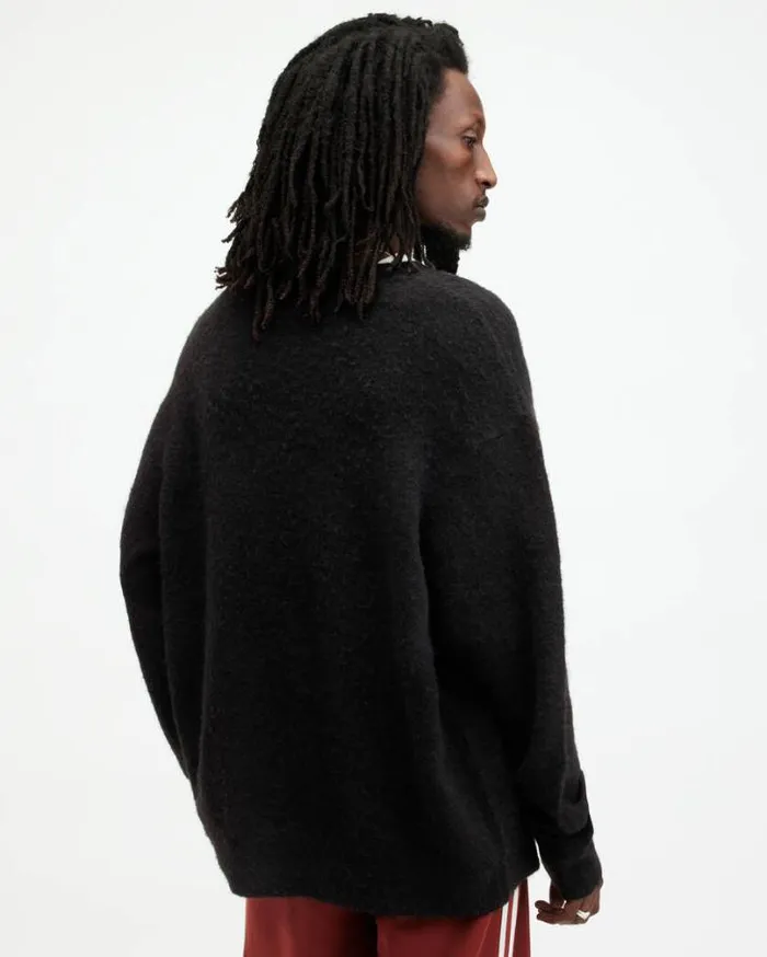 Lucky Love Logo Oversized Sweater Black Men AllSaints Sweaters