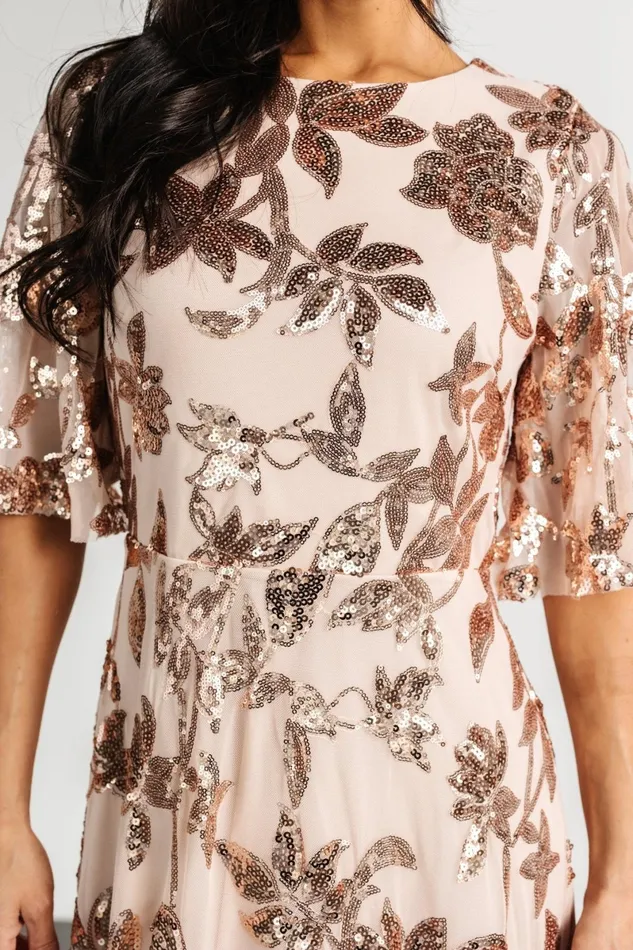 Lucy Sequin Dress Rose Gold Women Baltic Born Maxi Dresses